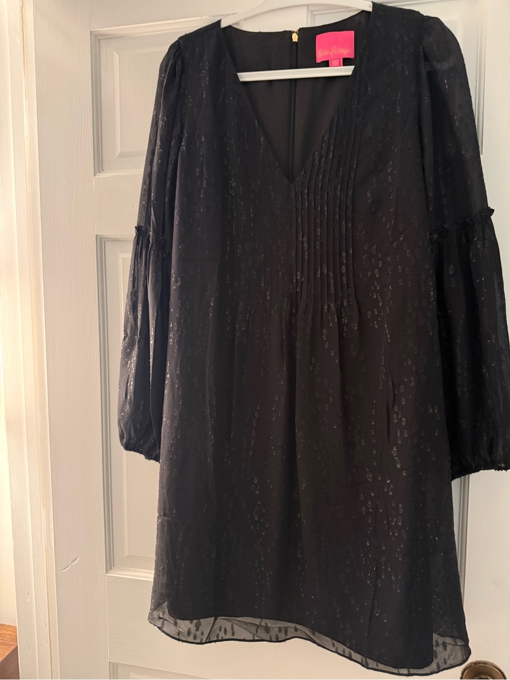 Lilly Pulitzer Black Pintuck V-Neck Dress